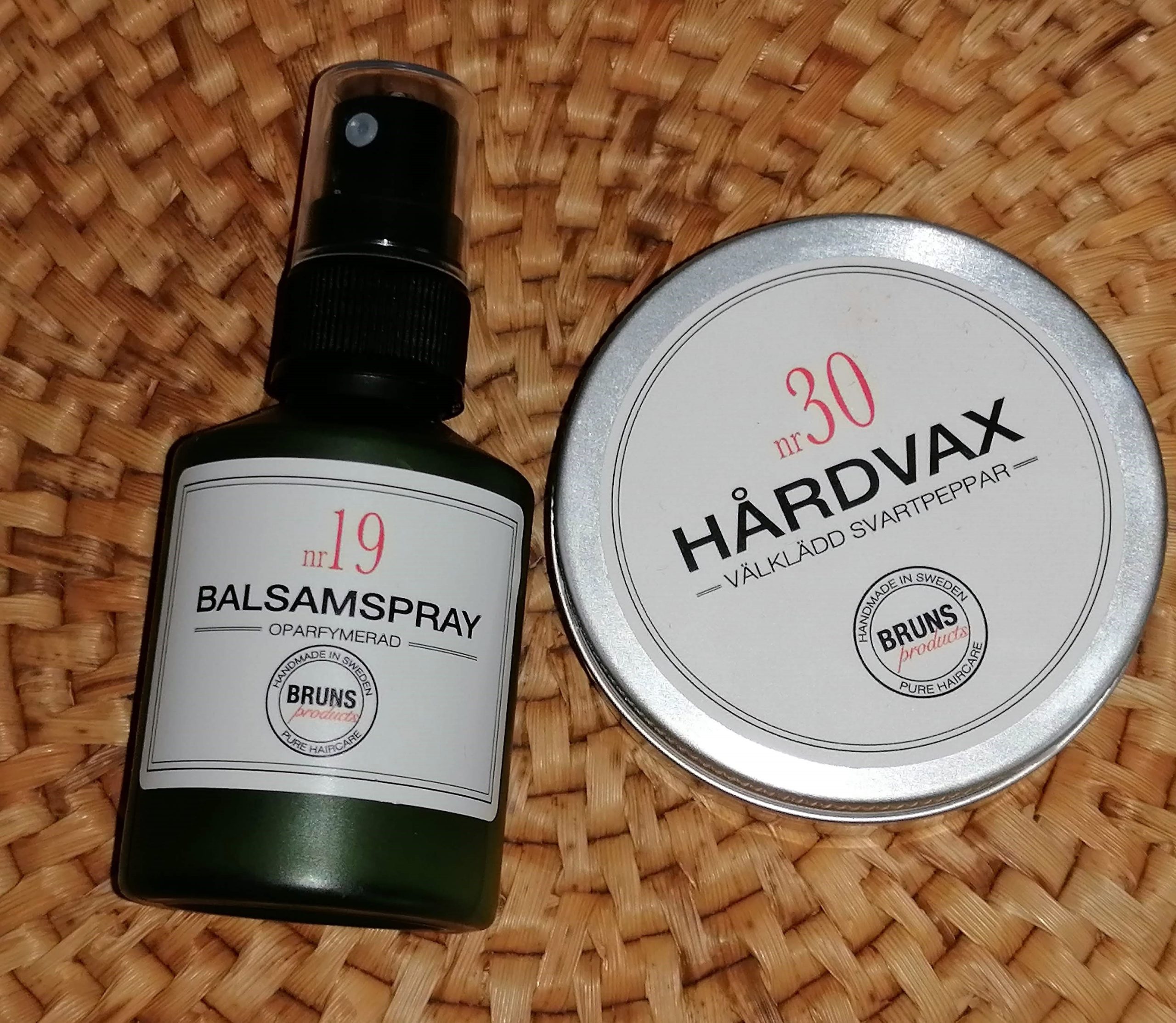 Balsamspray och Hårvax från Bruns Products